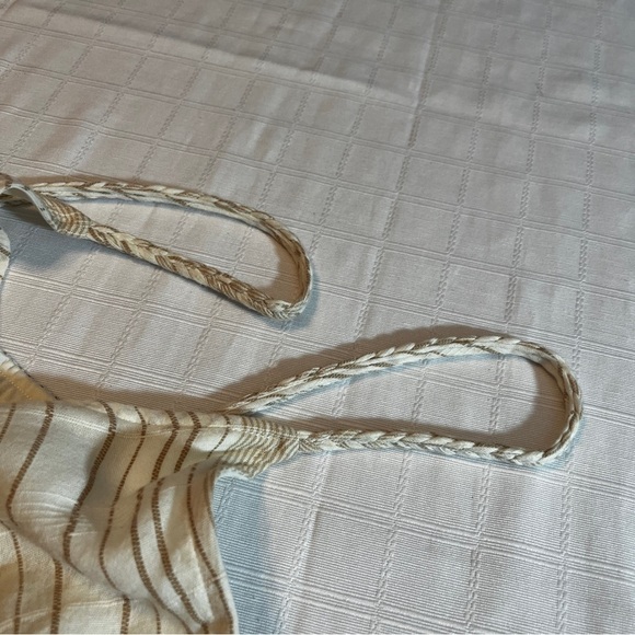 Women's Boho Gold & Tan Maxi Dress Braided Spaghetti Straps 100% Cotton - Picture 10 of 10